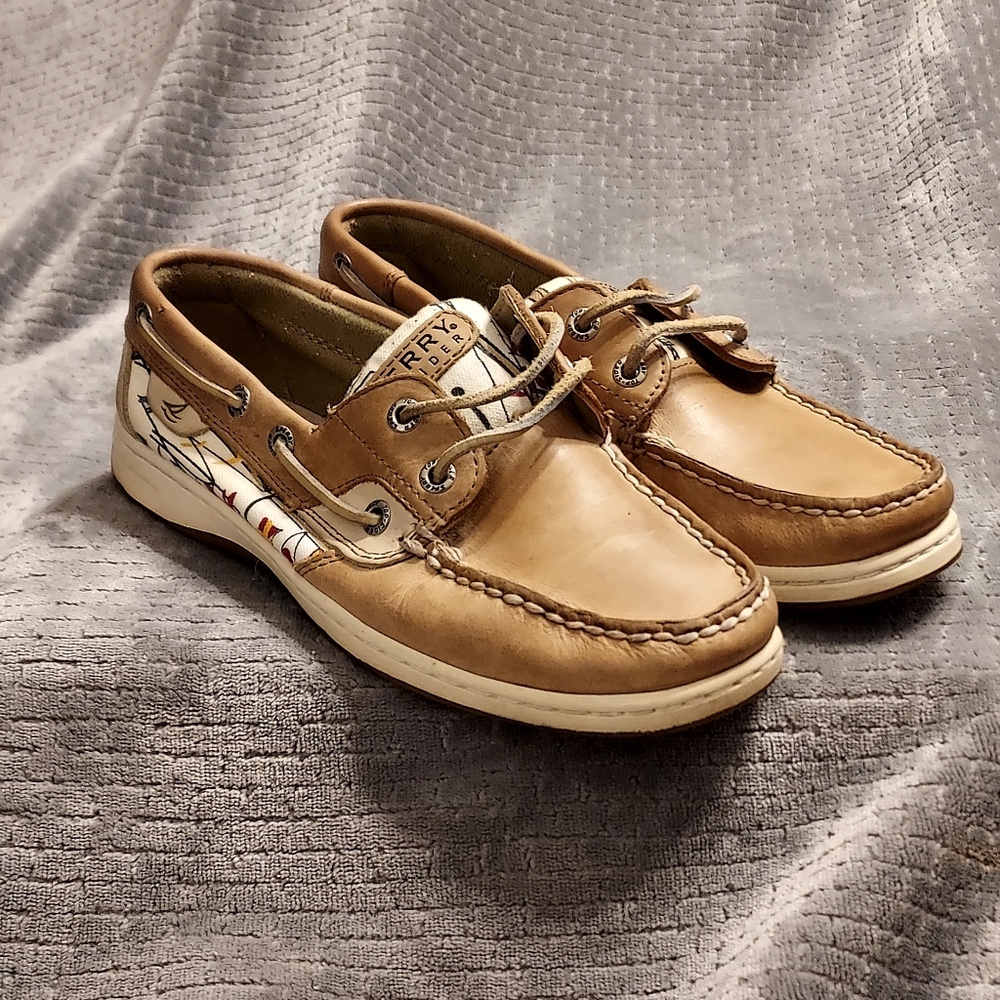 Sperry Top-Sider Nautical Flag Loafers Tan Leather 6.5 Preppy